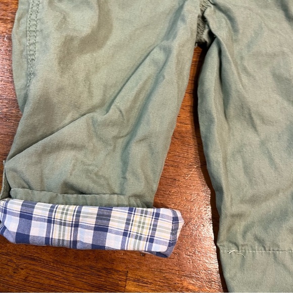 Oshkosh green olive overalls plaid contrast size 3 - Picture 3 of 7